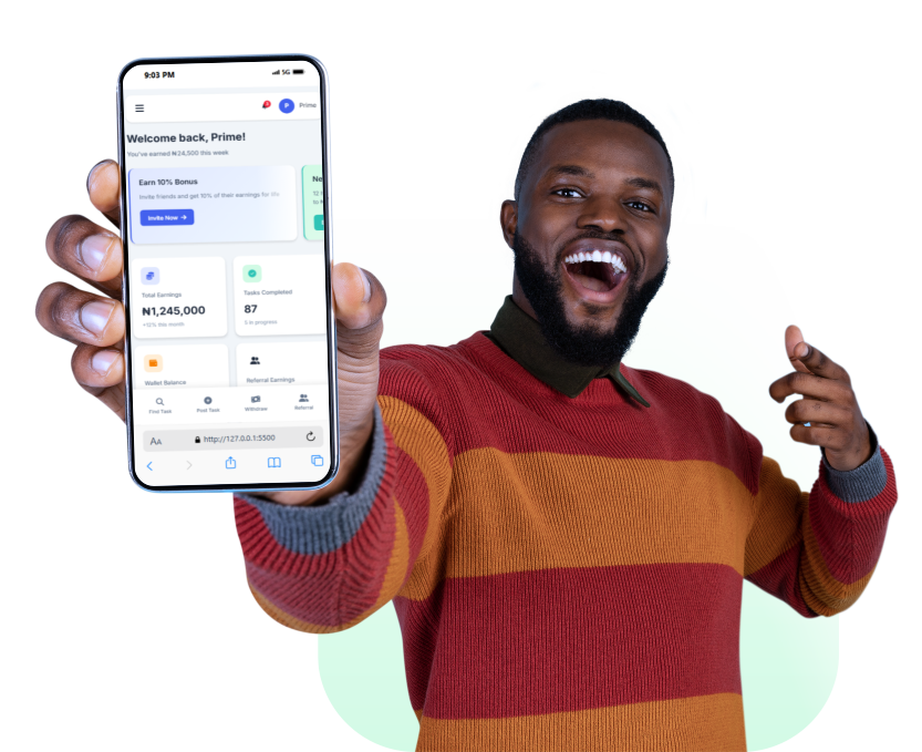 Man holding smartphone